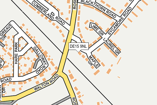 DE15 9NL map - OS OpenMap – Local (Ordnance Survey)