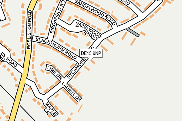 DE15 9NP map - OS OpenMap – Local (Ordnance Survey)