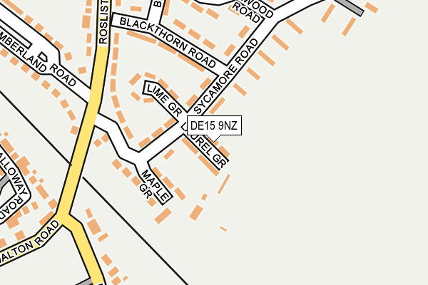 DE15 9NZ map - OS OpenMap – Local (Ordnance Survey)