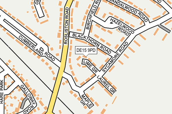 DE15 9PD map - OS OpenMap – Local (Ordnance Survey)