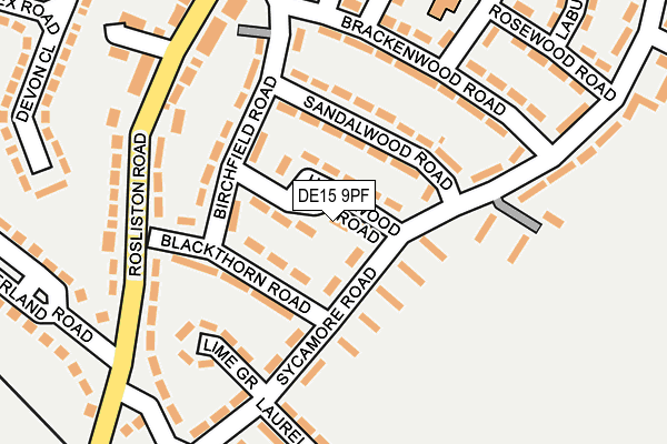 DE15 9PF map - OS OpenMap – Local (Ordnance Survey)
