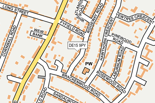 DE15 9PY map - OS OpenMap – Local (Ordnance Survey)