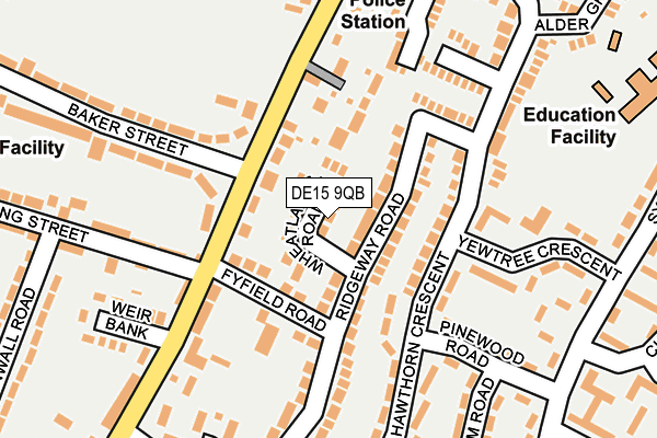 DE15 9QB map - OS OpenMap – Local (Ordnance Survey)