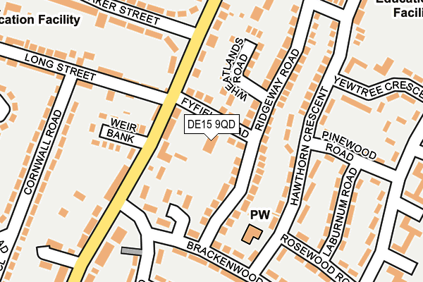 DE15 9QD map - OS OpenMap – Local (Ordnance Survey)