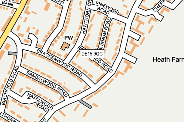 DE15 9QG map - OS OpenMap – Local (Ordnance Survey)