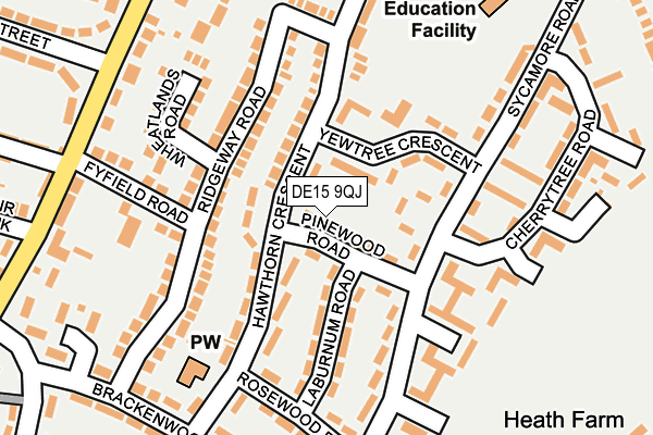 DE15 9QJ map - OS OpenMap – Local (Ordnance Survey)