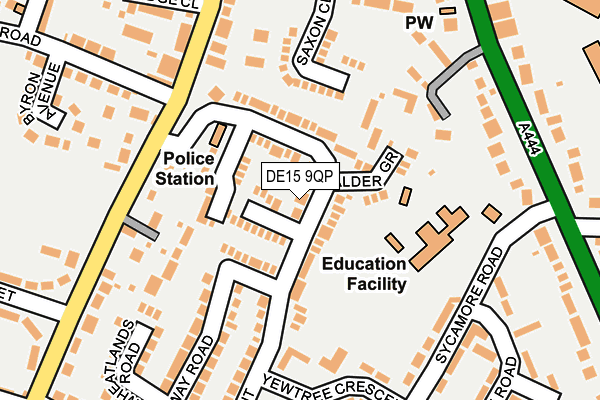 DE15 9QP map - OS OpenMap – Local (Ordnance Survey)
