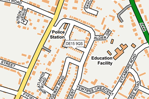 DE15 9QS map - OS OpenMap – Local (Ordnance Survey)