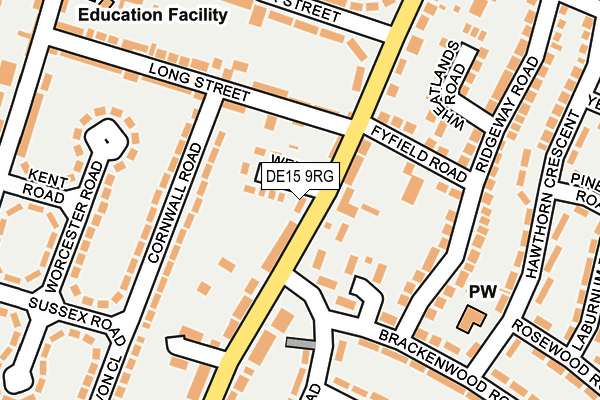 DE15 9RG map - OS OpenMap – Local (Ordnance Survey)