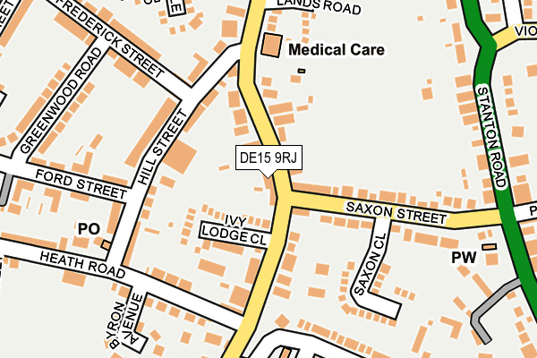DE15 9RJ map - OS OpenMap – Local (Ordnance Survey)