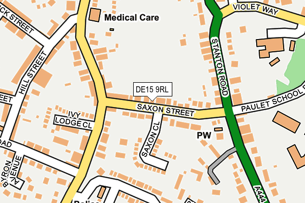 DE15 9RL map - OS OpenMap – Local (Ordnance Survey)