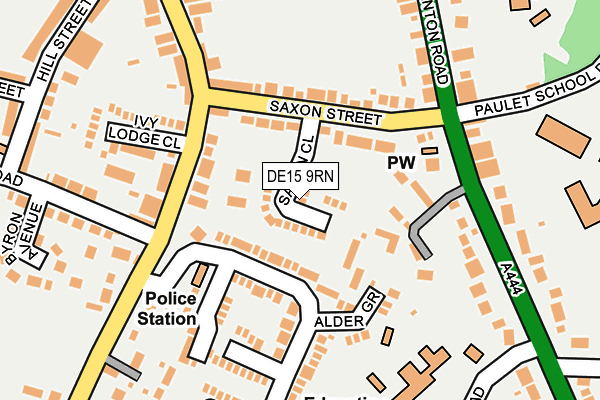 DE15 9RN map - OS OpenMap – Local (Ordnance Survey)