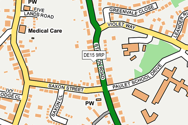 DE15 9RP map - OS OpenMap – Local (Ordnance Survey)