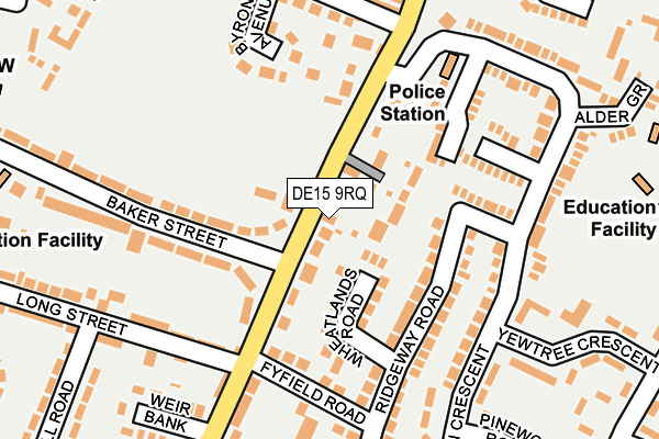 DE15 9RQ map - OS OpenMap – Local (Ordnance Survey)