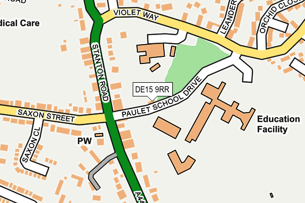 DE15 9RR map - OS OpenMap – Local (Ordnance Survey)