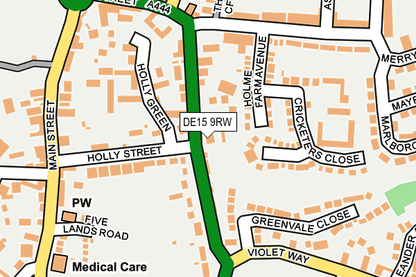 DE15 9RW map - OS OpenMap – Local (Ordnance Survey)