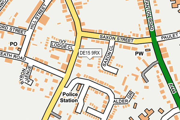 DE15 9RX map - OS OpenMap – Local (Ordnance Survey)