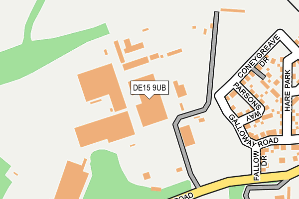 DE15 9UB map - OS OpenMap – Local (Ordnance Survey)