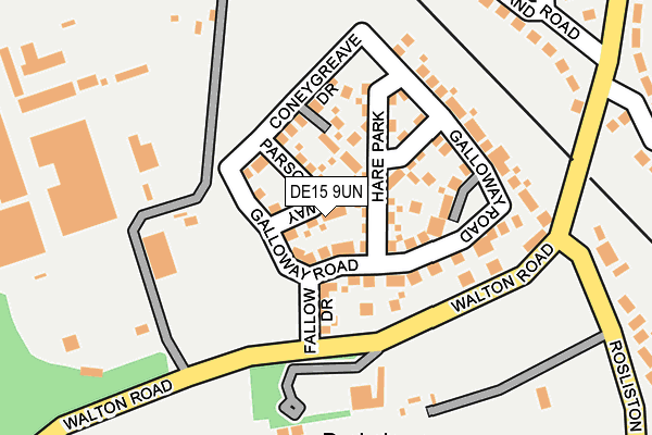 DE15 9UN map - OS OpenMap – Local (Ordnance Survey)
