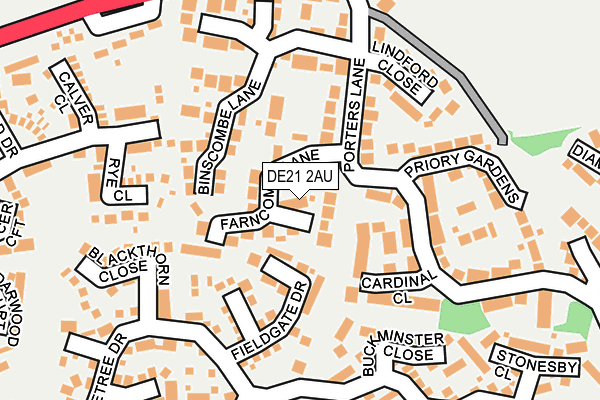 DE21 2AU map - OS OpenMap – Local (Ordnance Survey)