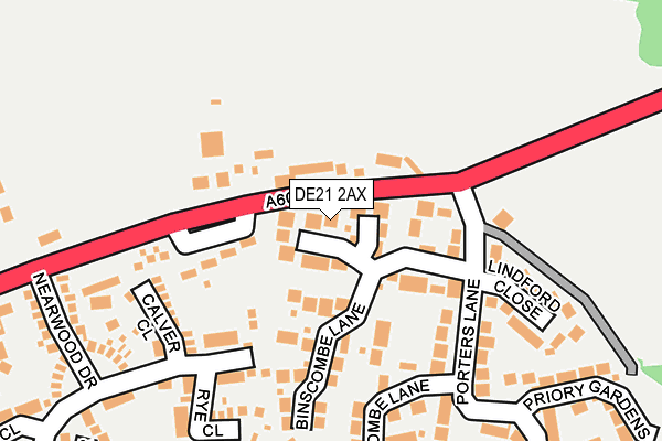 DE21 2AX map - OS OpenMap – Local (Ordnance Survey)