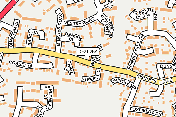 DE21 2BA map - OS OpenMap – Local (Ordnance Survey)