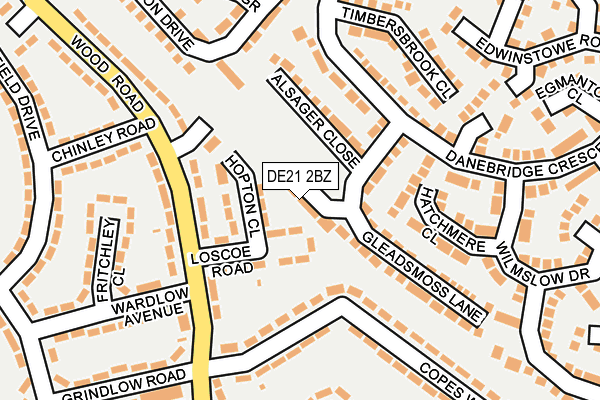 DE21 2BZ map - OS OpenMap – Local (Ordnance Survey)