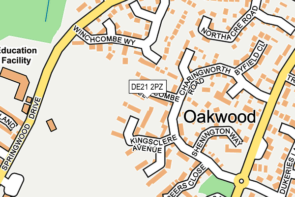 DE21 2PZ map - OS OpenMap – Local (Ordnance Survey)