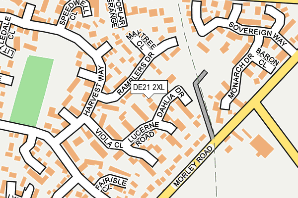 DE21 2XL map - OS OpenMap – Local (Ordnance Survey)