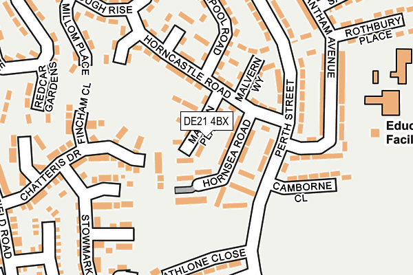 DE21 4BX map - OS OpenMap – Local (Ordnance Survey)