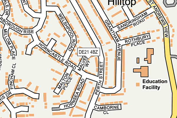 DE21 4BZ map - OS OpenMap – Local (Ordnance Survey)