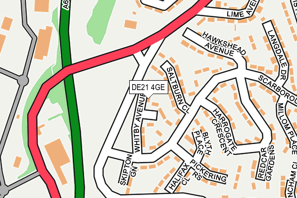 DE21 4GE map - OS OpenMap – Local (Ordnance Survey)