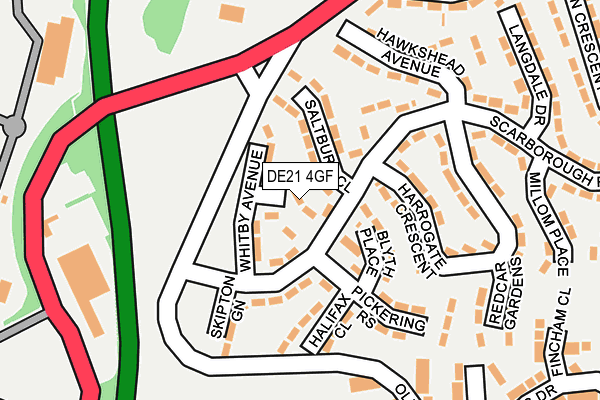 DE21 4GF map - OS OpenMap – Local (Ordnance Survey)