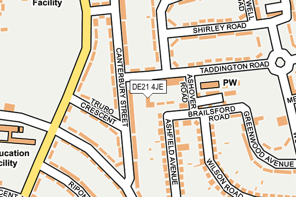 DE21 4JE map - OS OpenMap – Local (Ordnance Survey)