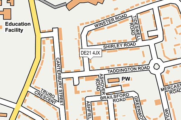 DE21 4JX map - OS OpenMap – Local (Ordnance Survey)