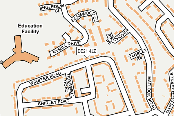 DE21 4JZ map - OS OpenMap – Local (Ordnance Survey)