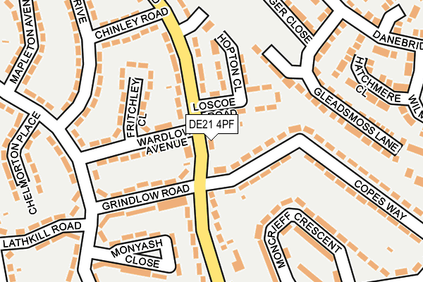 DE21 4PF map - OS OpenMap – Local (Ordnance Survey)