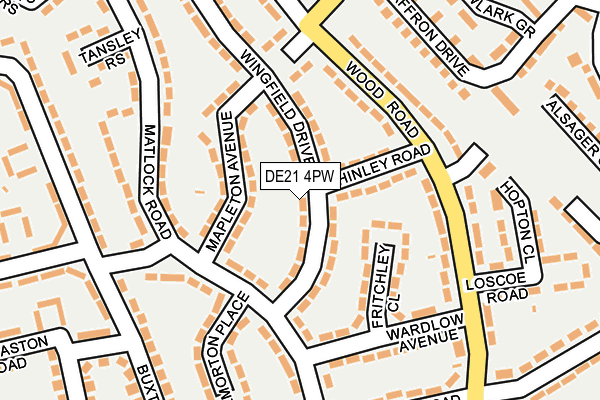 DE21 4PW map - OS OpenMap – Local (Ordnance Survey)