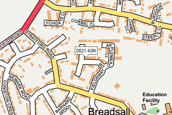 DE21 4QN map - OS OpenMap – Local (Ordnance Survey)