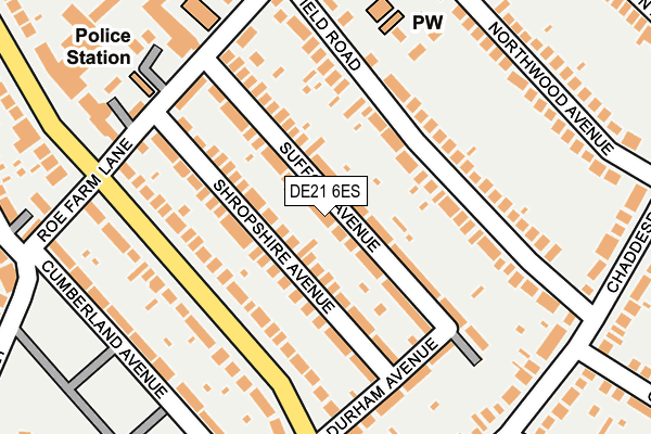 DE21 6ES map - OS OpenMap – Local (Ordnance Survey)