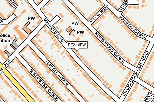 DE21 6FW map - OS OpenMap – Local (Ordnance Survey)