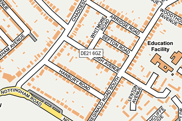 DE21 6GZ map - OS OpenMap – Local (Ordnance Survey)