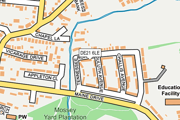 DE21 6LE map - OS OpenMap – Local (Ordnance Survey)