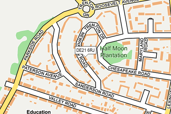 DE21 6RJ map - OS OpenMap – Local (Ordnance Survey)