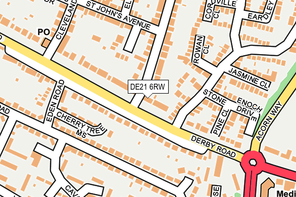 DE21 6RW map - OS OpenMap – Local (Ordnance Survey)