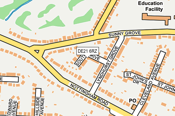 DE21 6RZ map - OS OpenMap – Local (Ordnance Survey)