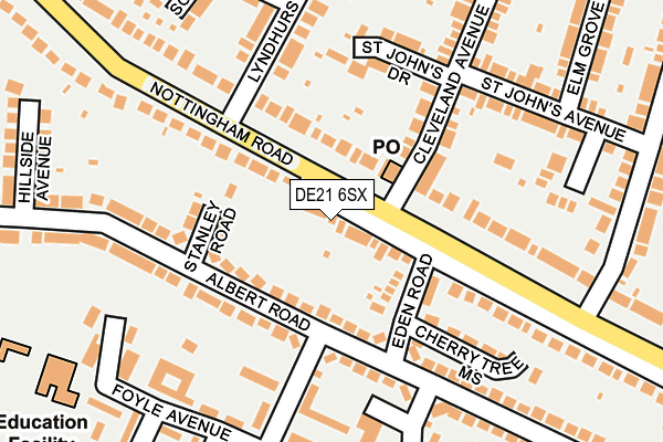 DE21 6SX map - OS OpenMap – Local (Ordnance Survey)
