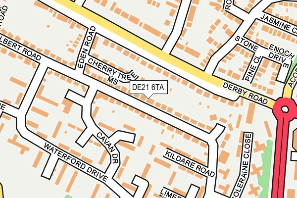 DE21 6TA map - OS OpenMap – Local (Ordnance Survey)