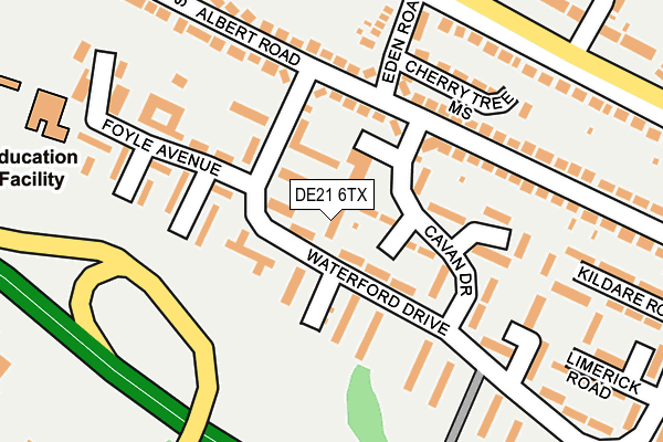 DE21 6TX map - OS OpenMap – Local (Ordnance Survey)
