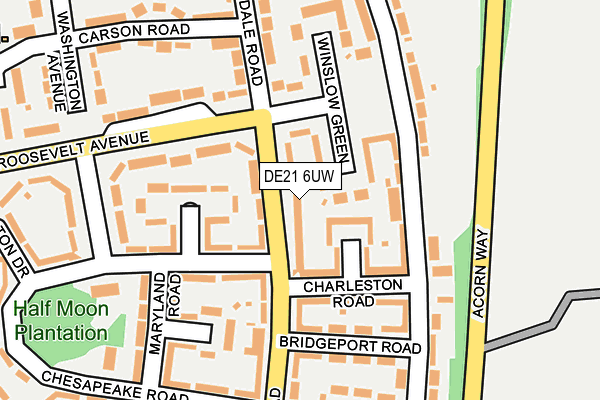 DE21 6UW map - OS OpenMap – Local (Ordnance Survey)